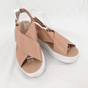 Vince Weslan Leather Platform Sandals Blush